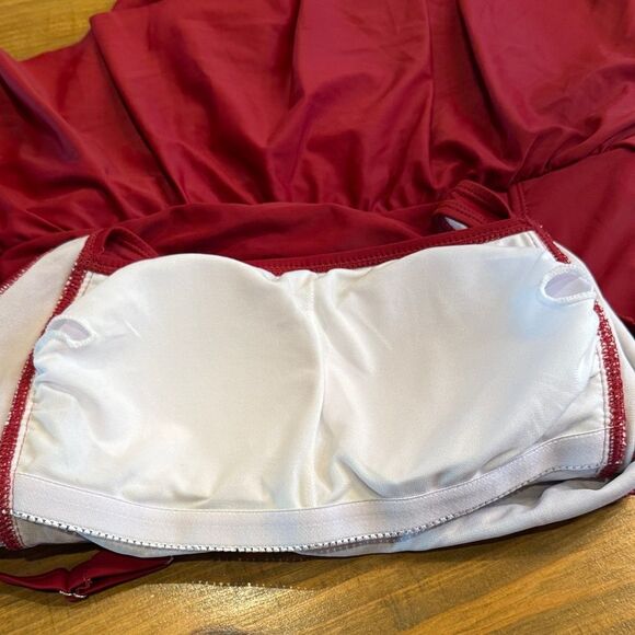 NWOT Womens Vintage Ruched Padded Tummy Control One Piece Swimsuits Swimdress XL - Picture 10 of 11